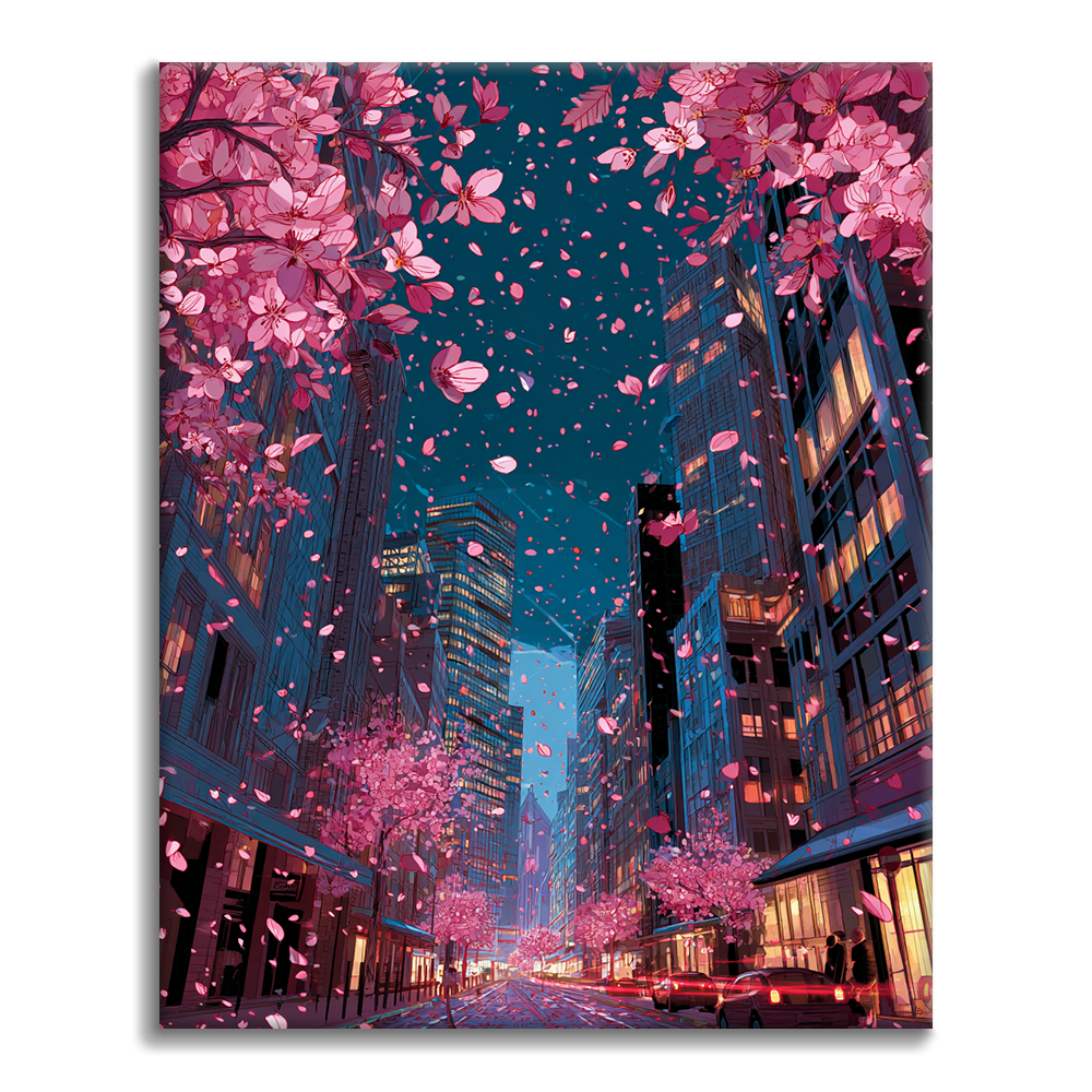 Staden Blooms Cherry - Måla efter siffror