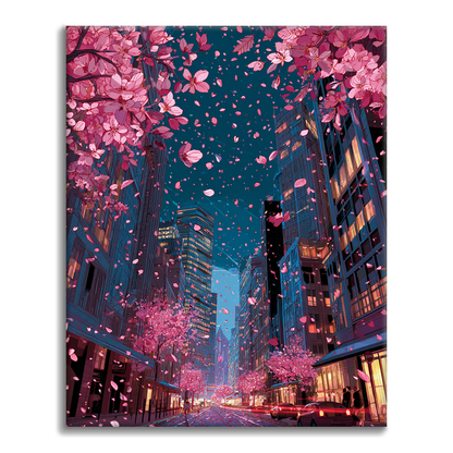 Staden Blooms Cherry - Måla efter siffror