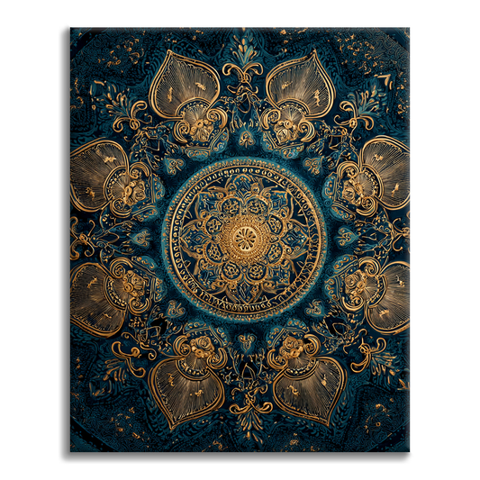 Gyllene Lotus Mandala - Måla efter siffror