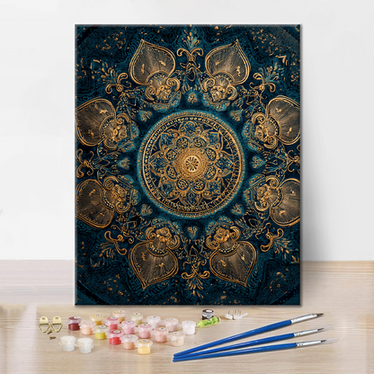 Gyllene Lotus Mandala - Måla efter siffror