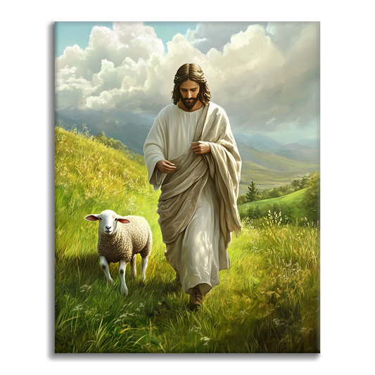 Jesus och får - Måla efter siffror