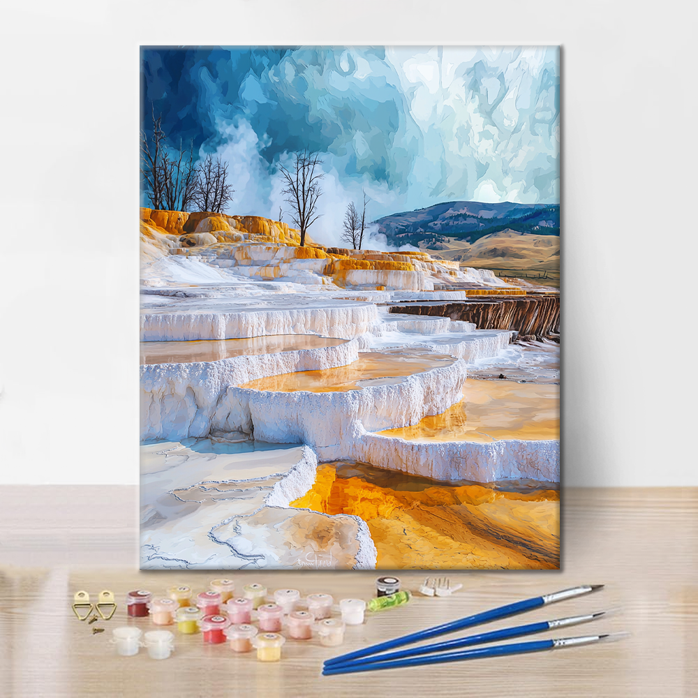 Mammoth Hot Springs-terrasser - Måla efter siffror