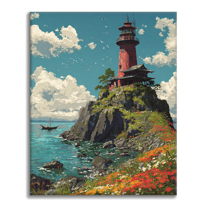 Blommig kustljus - Måla efter siffror