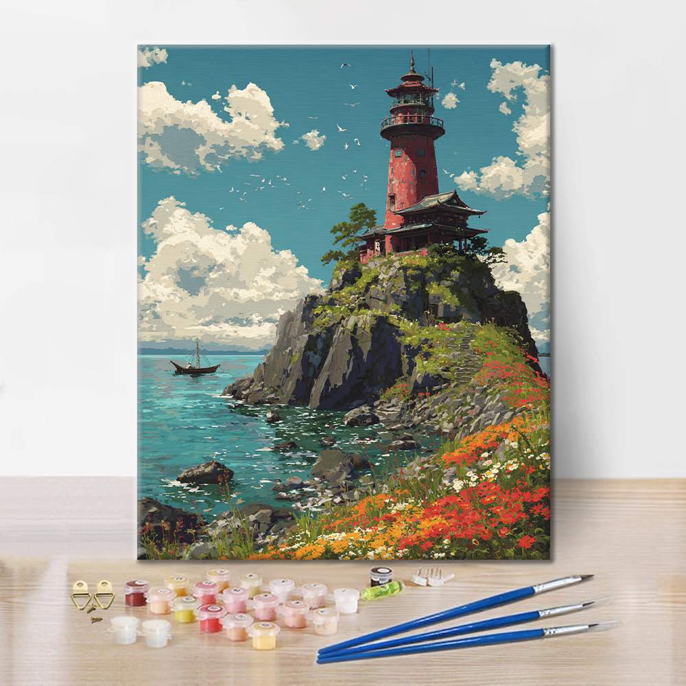 Blommig kustljus - Måla efter siffror
