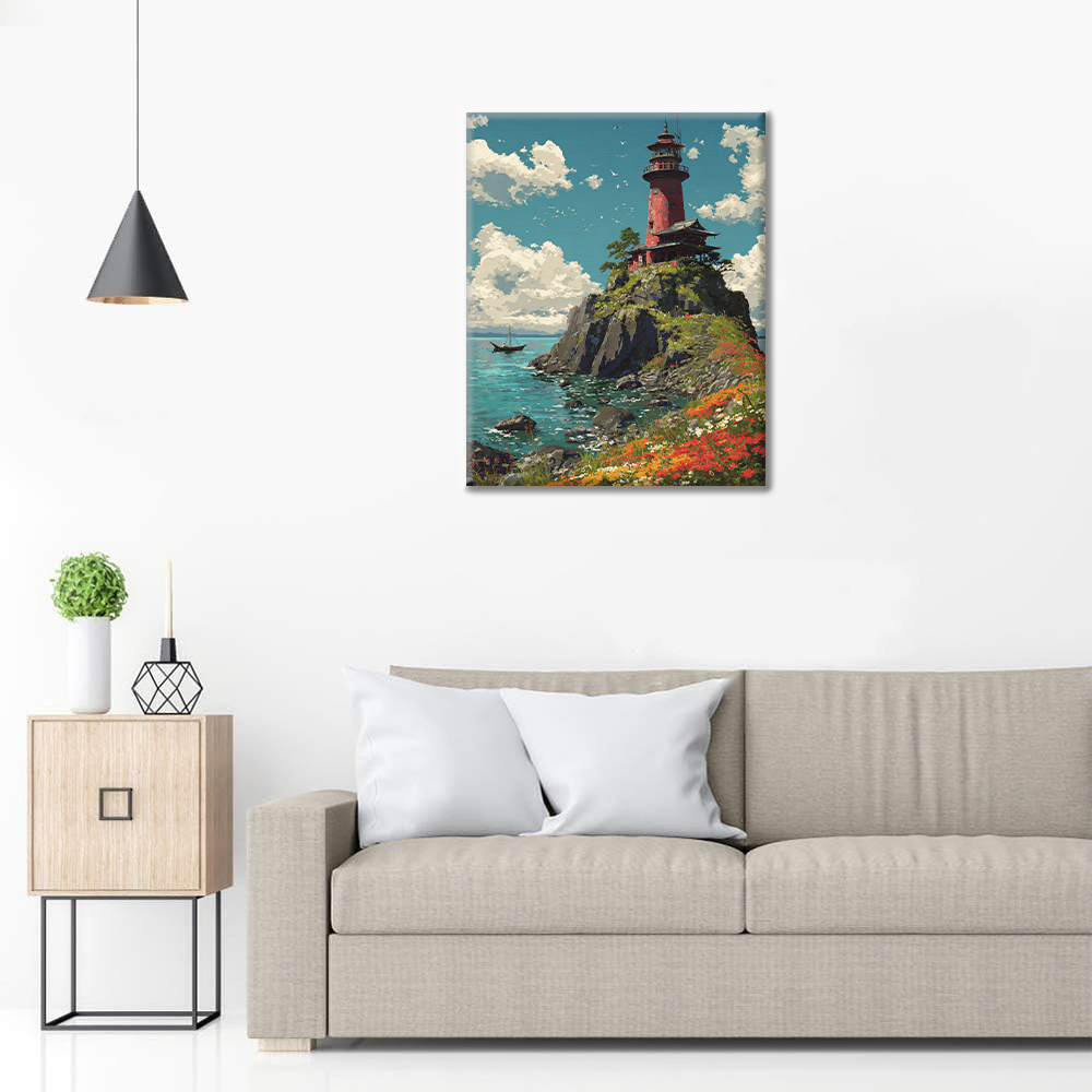 Blommig kustljus - Måla efter siffror