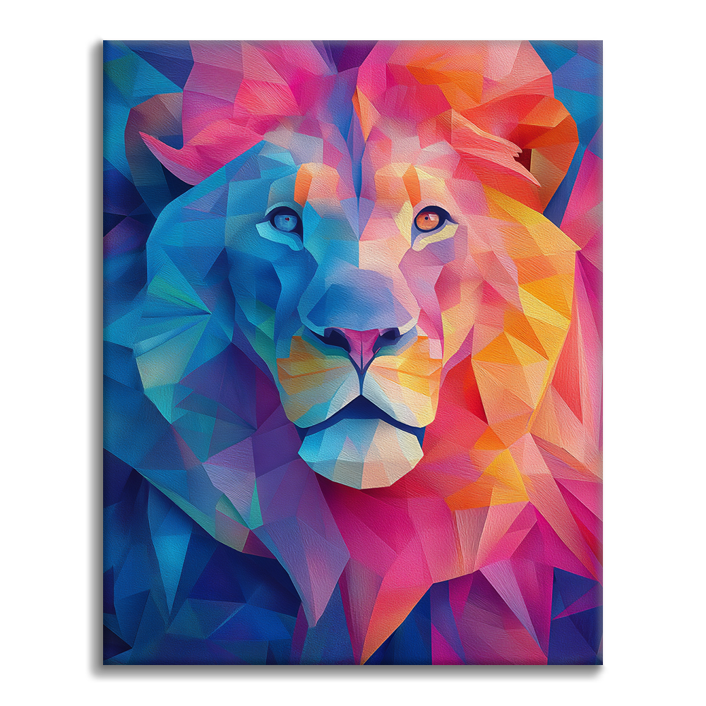 Geometriskt lejon - Måla efter siffror