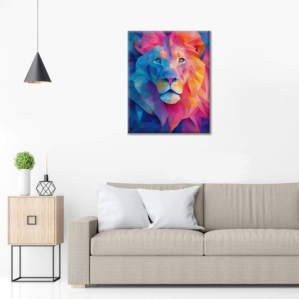 Geometriskt lejon - Måla efter siffror