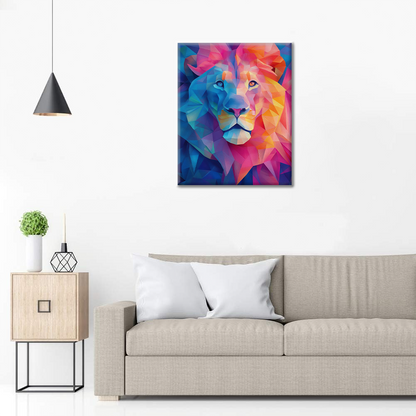 Geometriskt lejon - Måla efter siffror