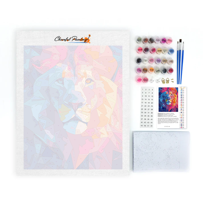 Geometriskt lejon - Måla efter siffror