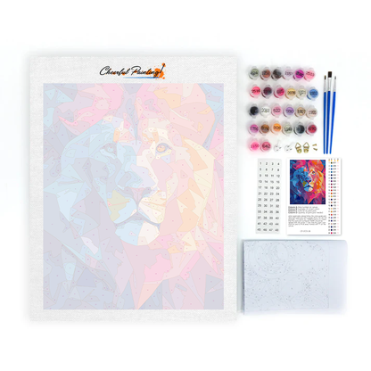 Geometriskt lejon - Måla efter siffror