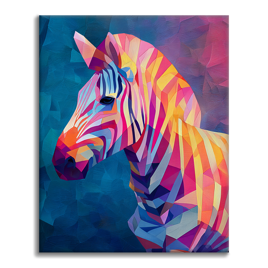 Geometrisk zebra - Måla efter siffror
