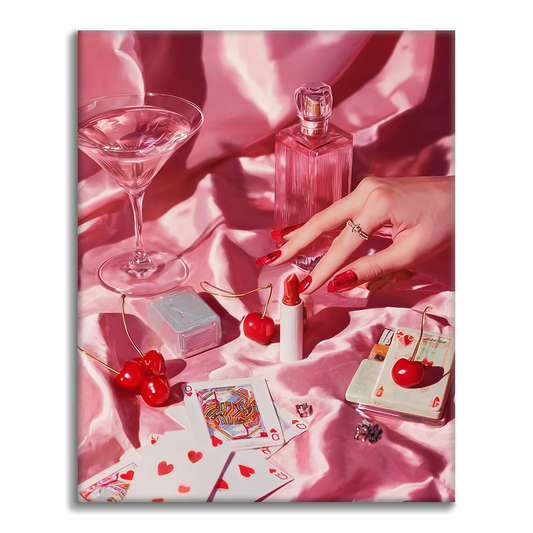Rosa pokerfest - Måla efter siffror
