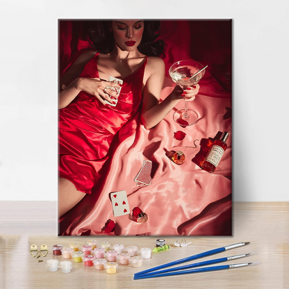 Poker och drinkar - Måla efter siffror