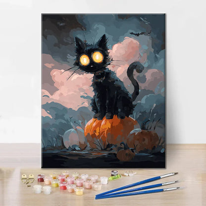 Halloween Svart Katt - Måla efter siffror
