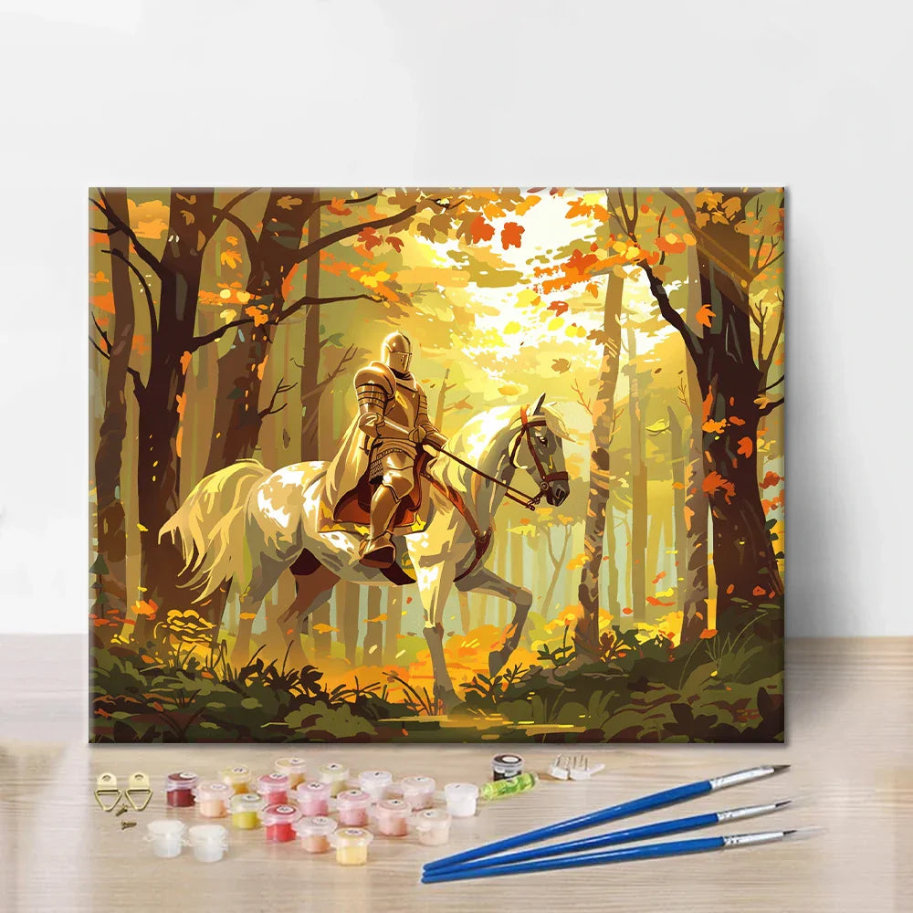 Riddare på en häst - Måla efter siffror