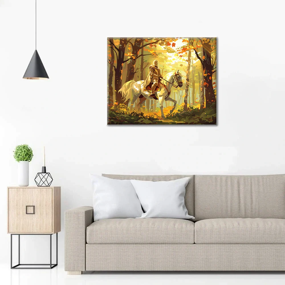 Riddare på en häst - Måla efter siffror