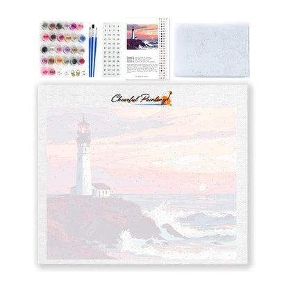 Fyr vid solnedgången - Måla efter siffror