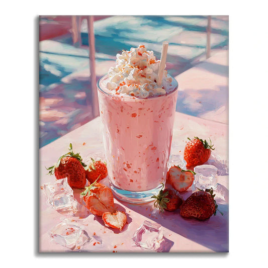 Jordgubbsmilkshake - Måla efter siffror