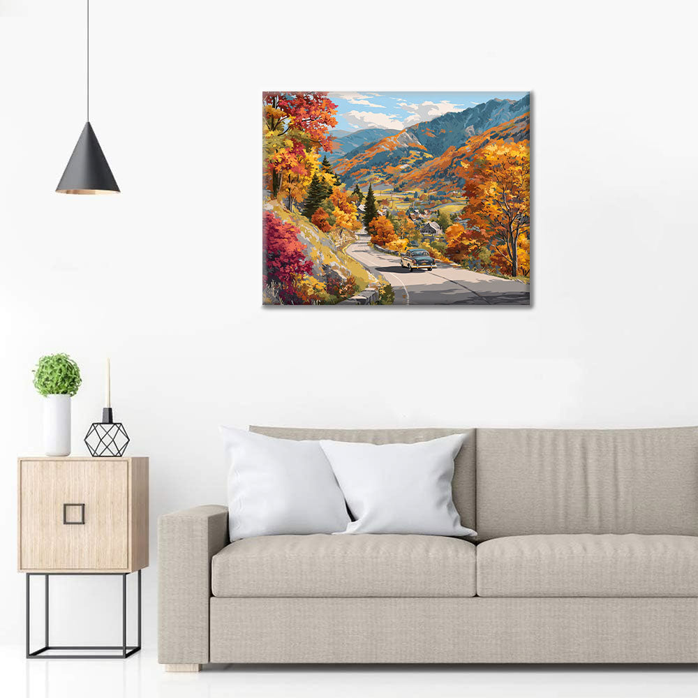 Höstbilresa - Måla efter siffror