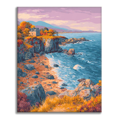 Höststuga vid havet - Måla efter siffror