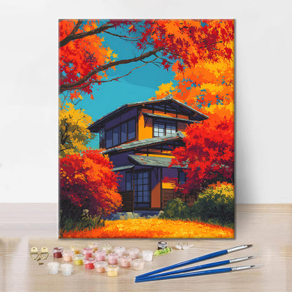 Höstens omfamning - Måla efter siffror