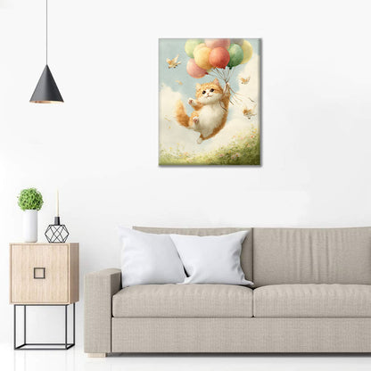 Kattens ballongfärd - Måla efter siffror