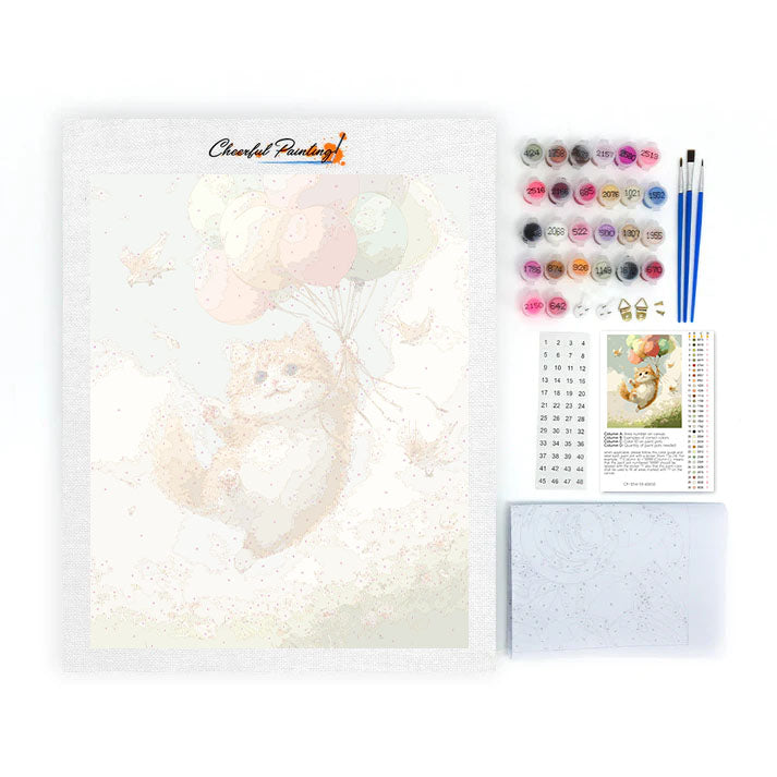 Kattens ballongfärd - Måla efter siffror