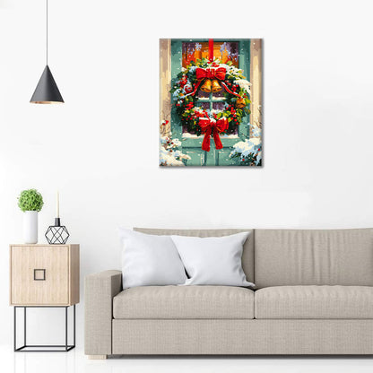 Juldörrkrans - Måla efter siffror