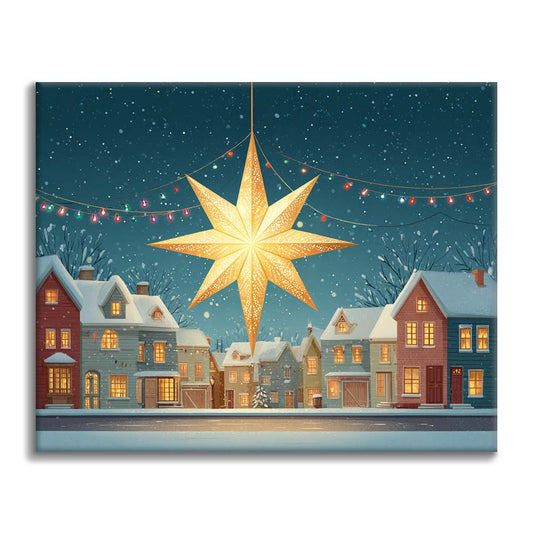 Julstjärna i snön - Måla efter siffror