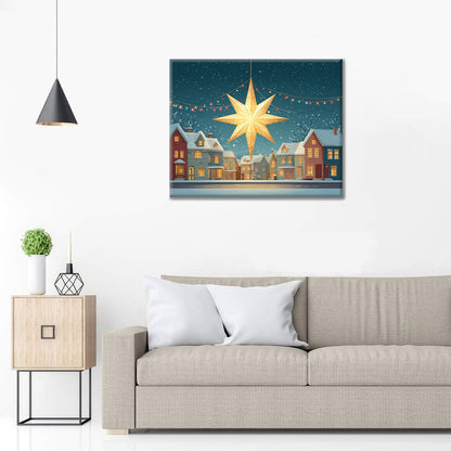 Julstjärna i snön - Måla efter siffror