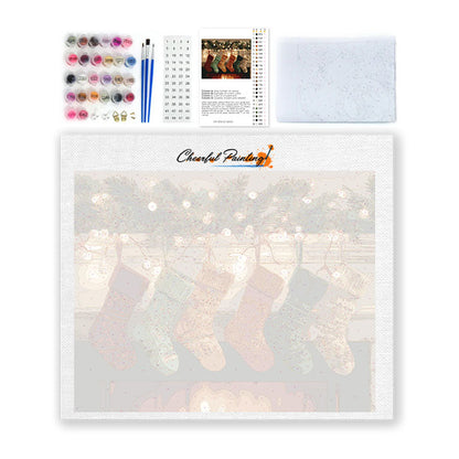 Julstrumpor vid elden - Måla efter siffror