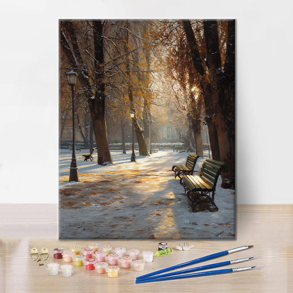Tidig vinterpark - Måla efter siffror