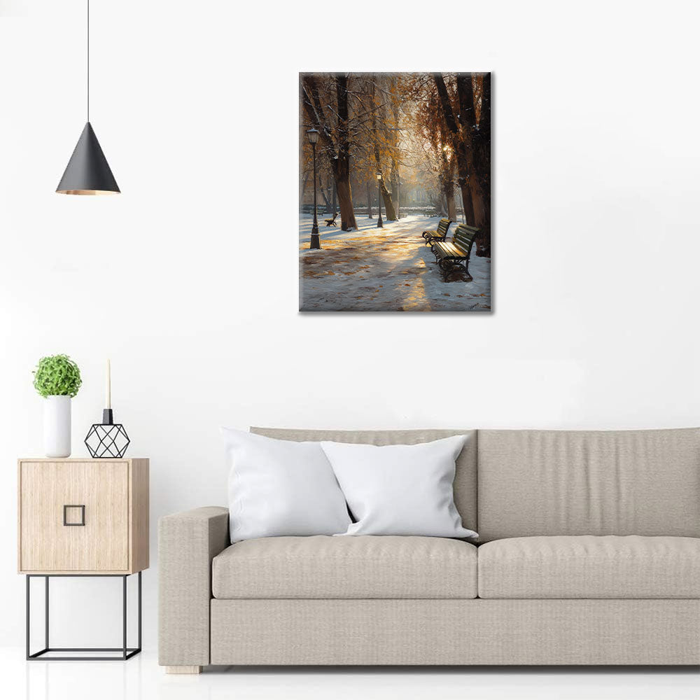 Tidig vinterpark - Måla efter siffror