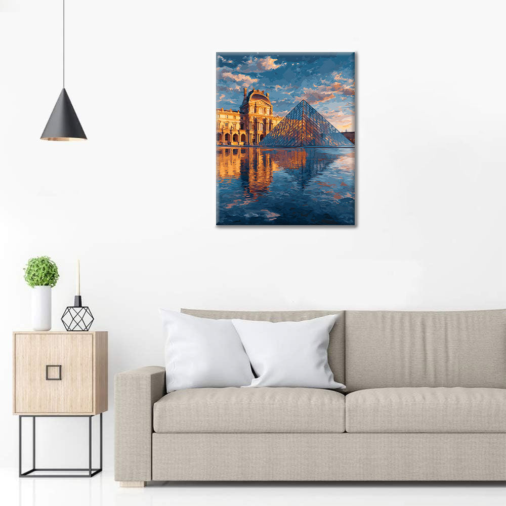 Louvrens pyramidreflektion - Måla efter siffror