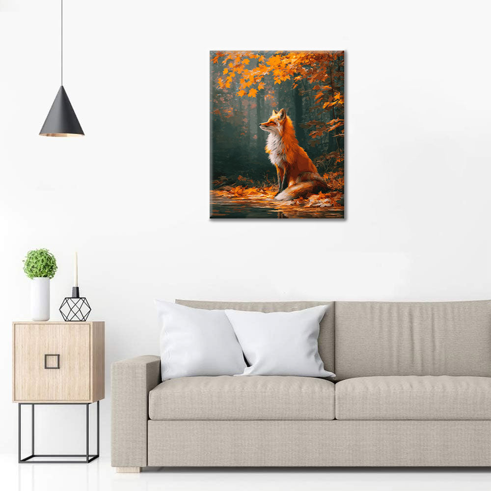 Lönnlöv och räv - Måla efter siffror