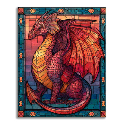 Mosaic Flame Dragon - Måla efter siffror