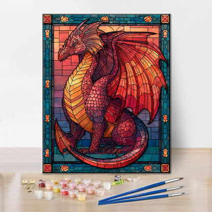 Mosaic Flame Dragon - Måla efter siffror