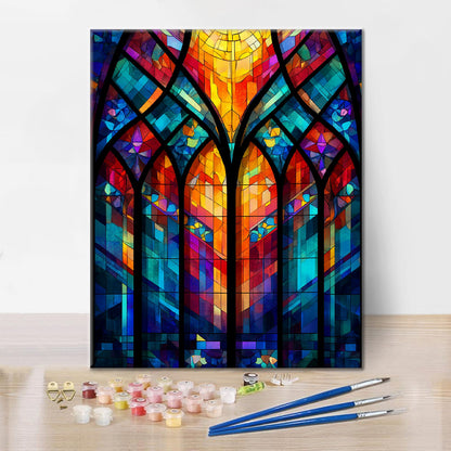 Mosaikfönstergitter - Måla efter siffror