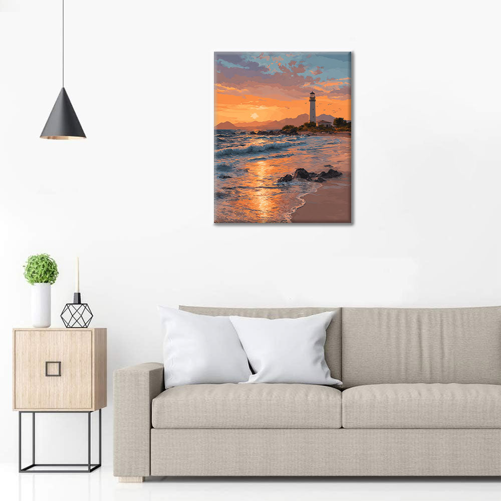 Solnedgångsfyr - Måla efter siffror