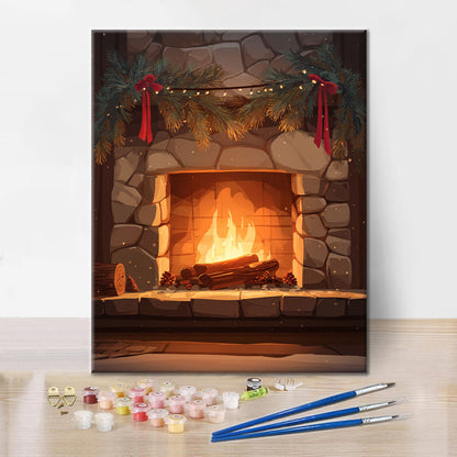 Varm öppen spis - Måla efter siffror