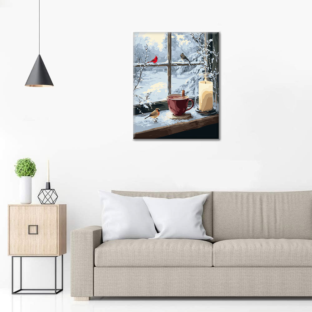 Vinterfönsterscen - Måla efter siffror