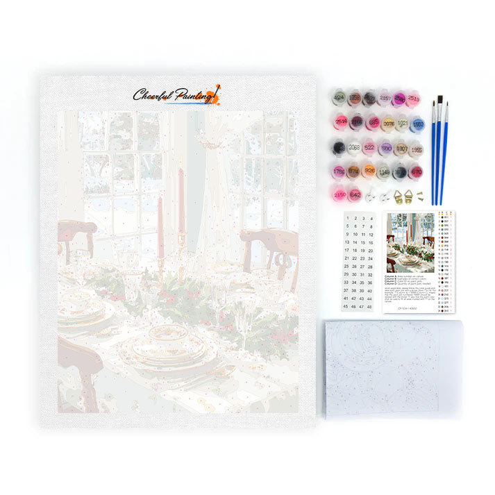 Bordsdukning i vinterland - Måla efter siffror