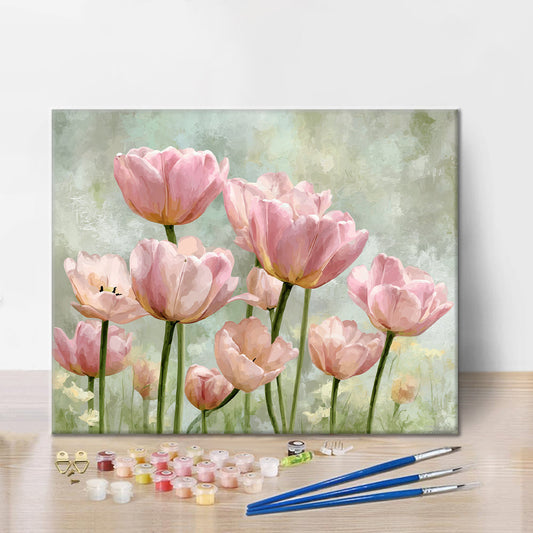 En rad rosor - Måla efter siffror