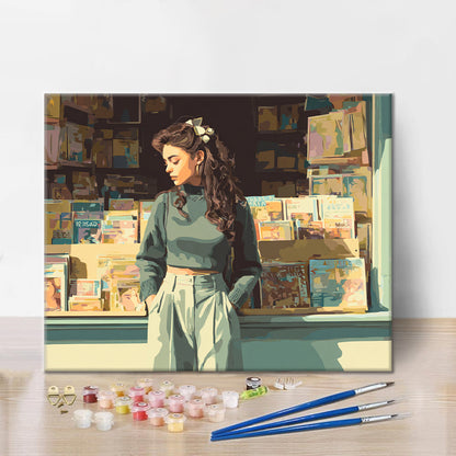 Bokhandelsfönster - Måla efter siffror