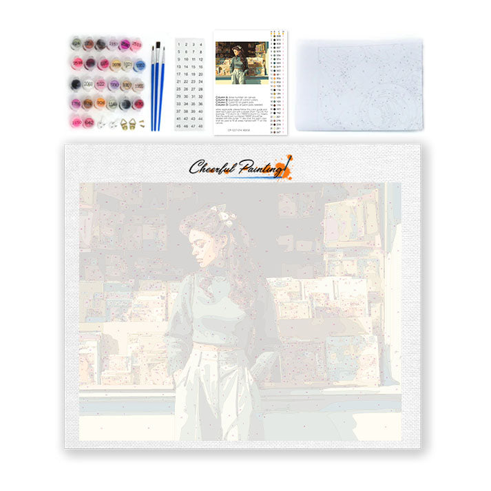 Bokhandelsfönster - Måla efter siffror