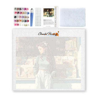 Bokhandelsfönster - Måla efter siffror