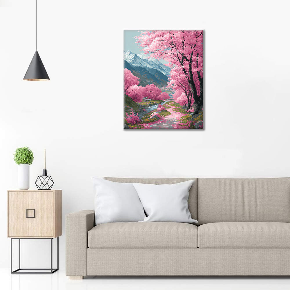 Körsbärsblomsstig - Måla efter siffror