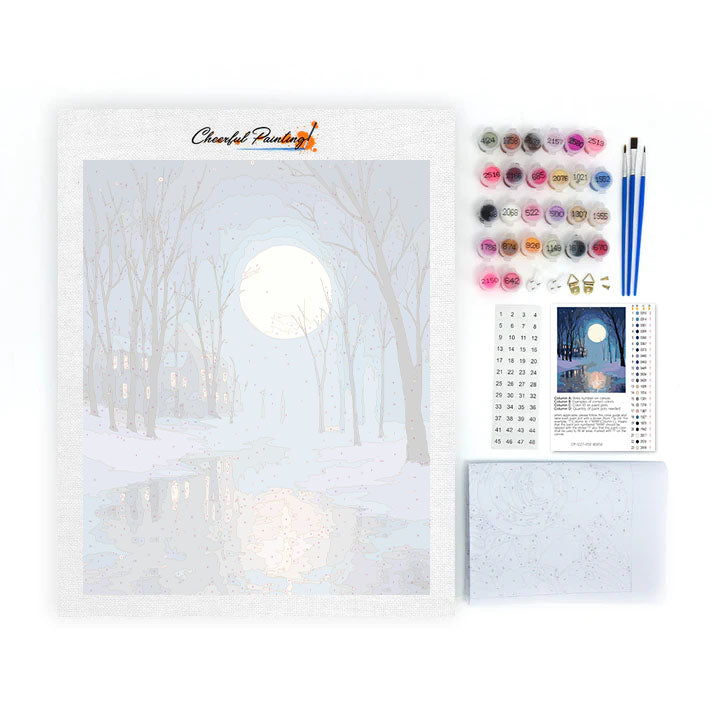 Månbelyst snö - Måla efter siffror