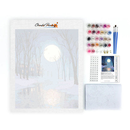 Månbelyst snö - Måla efter siffror