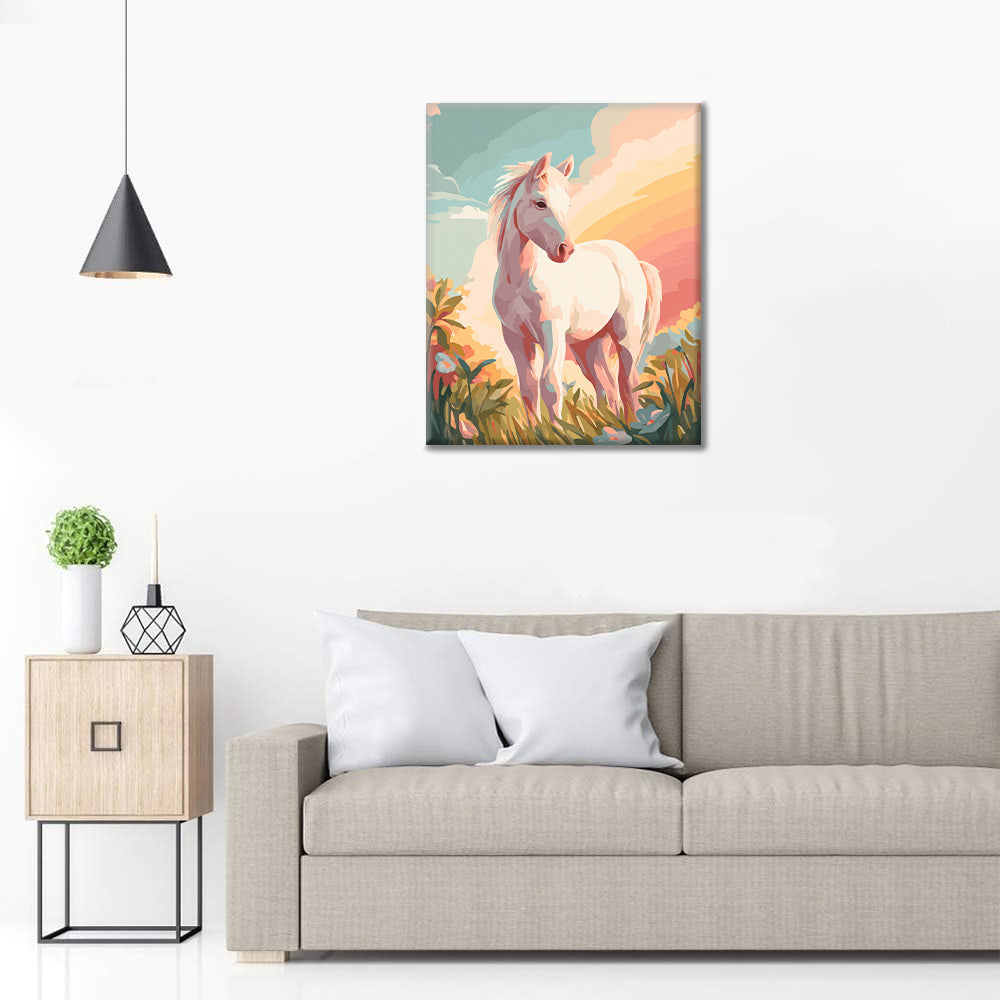 liten vit häst - Måla efter siffror